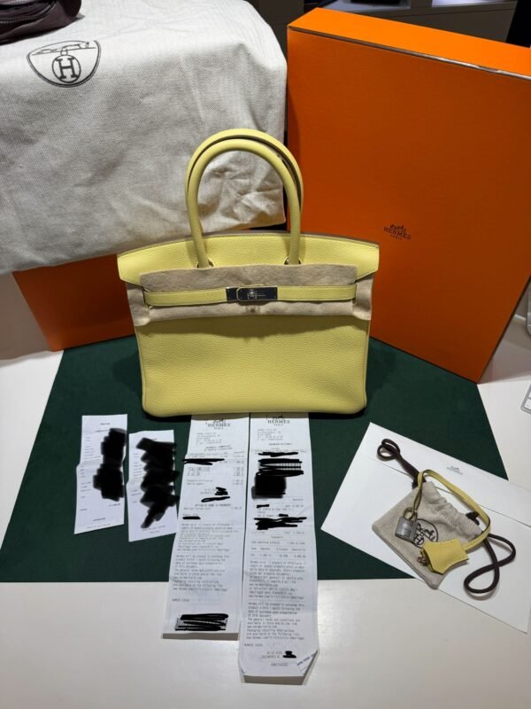Hermès Birkin 30 retourne veau togo colore Jaune pouss ( giallo pastello ) stampa K NUOVA 2026