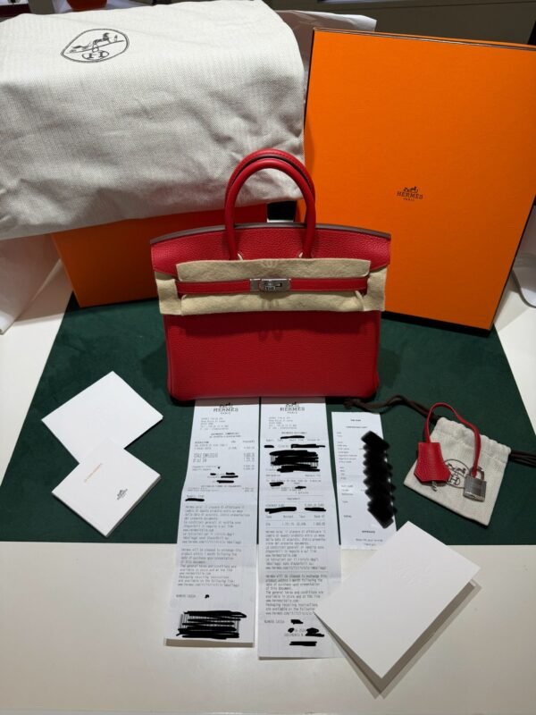 Hermès Birkin 25 retourne veau togo colore Rouge radie ( rosso piccione ) stampa K NUOVA 2026