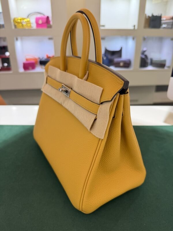 Hermès Birkin 25 retourne veau togo colore paille( giallo ) stampa G NUOVA 2026 Giugno hardware palladio full set con scontrino ufficiale Hermès