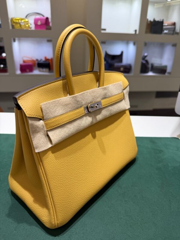 Hermès Birkin 25 retourne veau togo colore paille( giallo ) stampa G NUOVA 2026 Giugno hardware palladio full set con scontrino ufficiale Hermès
