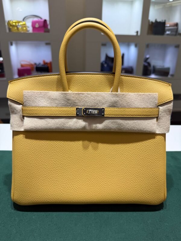 Hermès Birkin 25 retourne veau togo colore paille( giallo ) stampa G NUOVA 2026 Giugno hardware palladio full set con scontrino ufficiale Hermès