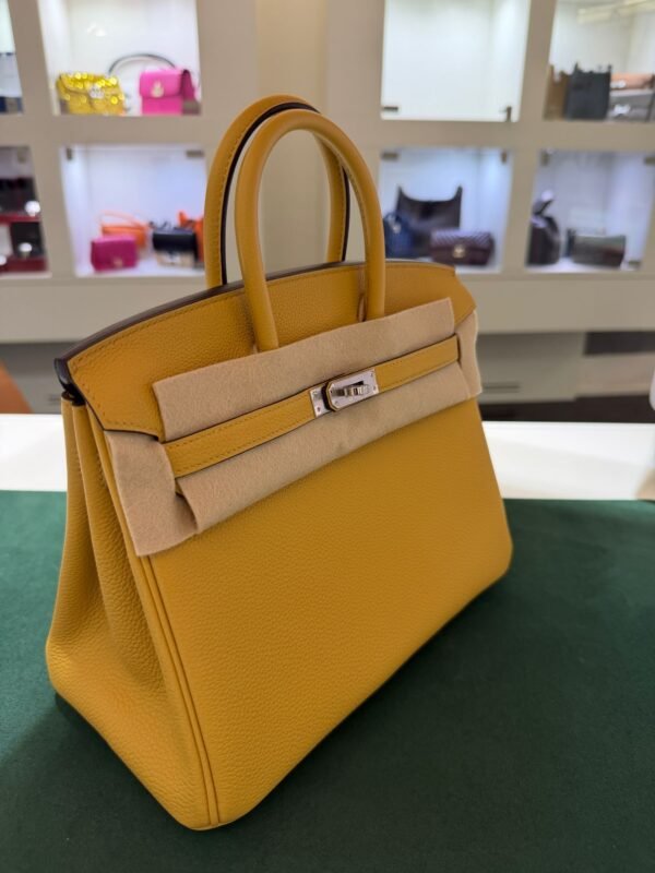 Hermès Birkin 25 retourne veau togo colore paille( giallo ) stampa G NUOVA 2026 Giugno hardware palladio full set con scontrino ufficiale Hermès