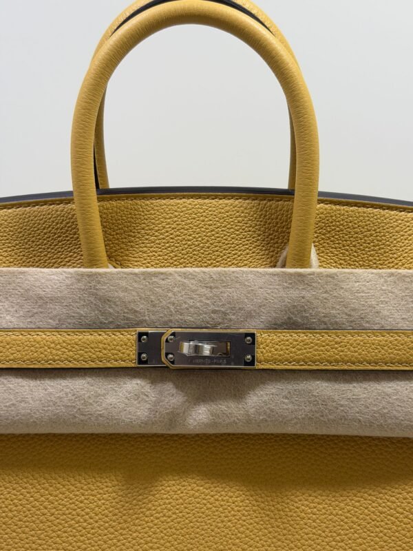 Hermès Birkin 25 retourne veau togo colore paille( giallo ) stampa G NUOVA 2026 Giugno hardware palladio full set con scontrino ufficiale Hermès