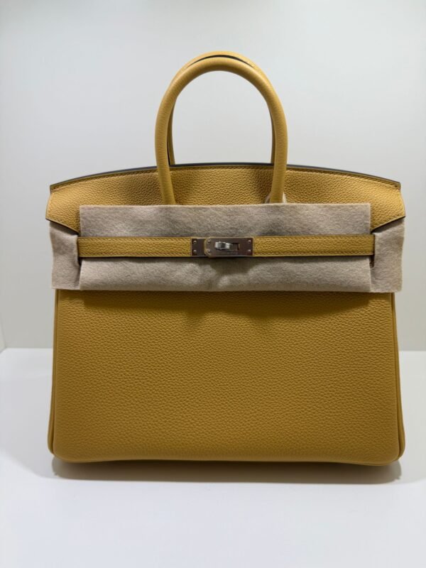Hermès Birkin 25 retourne veau togo colore paille( giallo ) stampa G NUOVA 2026 Giugno hardware palladio full set con scontrino ufficiale Hermès