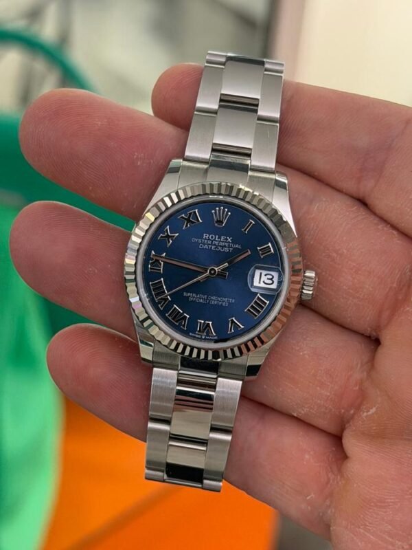 IMG_3394 Rolex Datejust 31 NUOVO 2024 oyster quadrante blu ghiera in oro full set con documenti e scatola