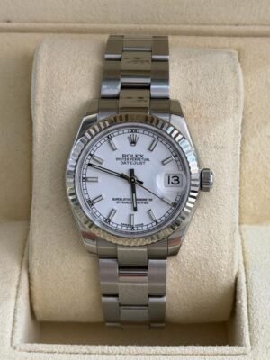 Rolex Datejust 31 31mm bianco white del 2018 full set top condition con documenti e scatola