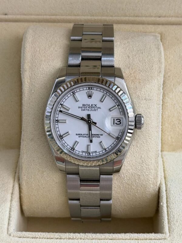 Rolex Datejust 31 31mm bianco white del 2018 full set top condition con documenti e scatola