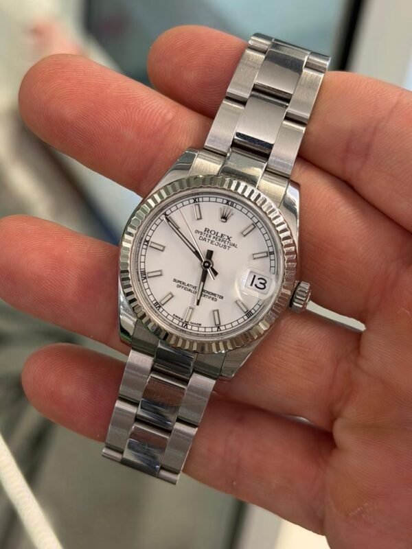 Rolex Datejust 31 31mm bianco white del 2018 full set top condition con documenti e scatola