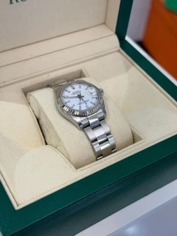 Rolex Datejust 31 31mm bianco white del 2018 full set top condition con documenti e scatola