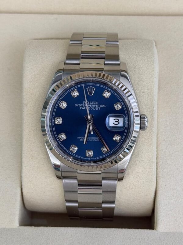 Rolex Datejust 36 quadrante Blu in diamanti del 2021 full set excellent condition con documenti