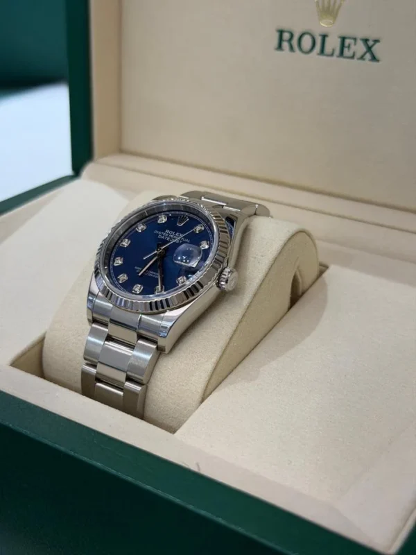 Rolex Datejust 36 quadrante Blu in diamanti del 2021 full set excellent condition con documenti