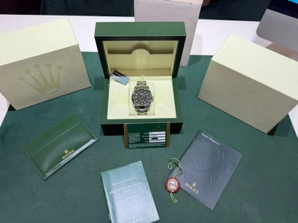 IMG_4262 Rolex Milgauss vetro verde NUOVO 2009 Italia full stickers full pellicole full set con documenti