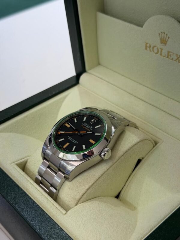 IMG_4263 Rolex Milgauss vetro verde NUOVO 2009 Italia full stickers full pellicole full set con documenti