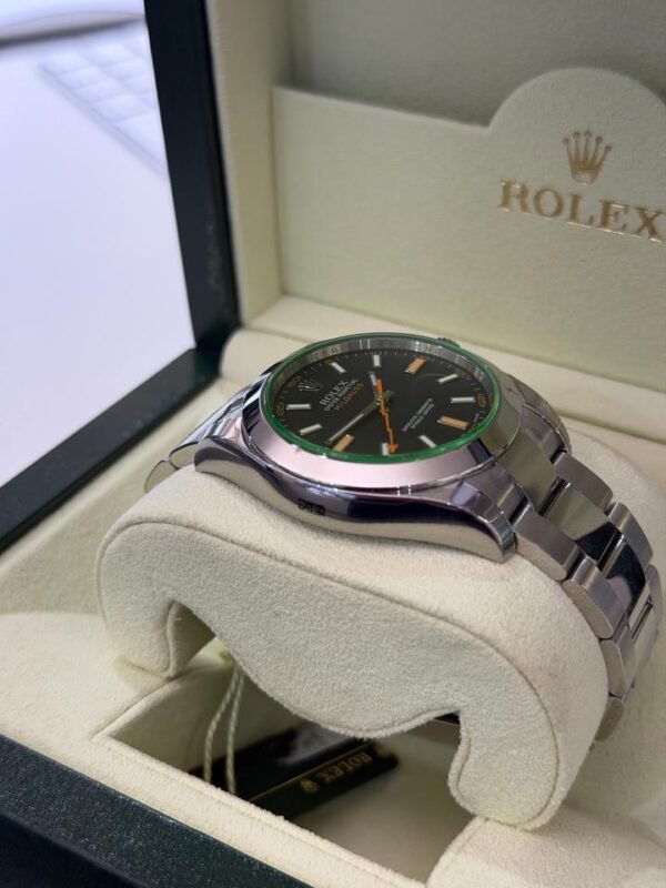 IMG_4266 Rolex Milgauss vetro verde NUOVO 2009 Italia full stickers full pellicole full set con documenti