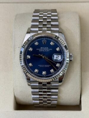 Rolex Datejust 36 del 2024 quadrante blu in diamanti jubilee top condition full set