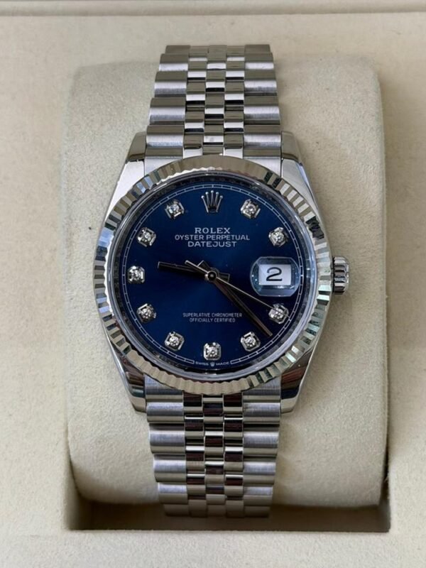 IMG_1014 Rolex Datejust 36 del 2024 quadrante blu in diamanti jubilee top condition full set