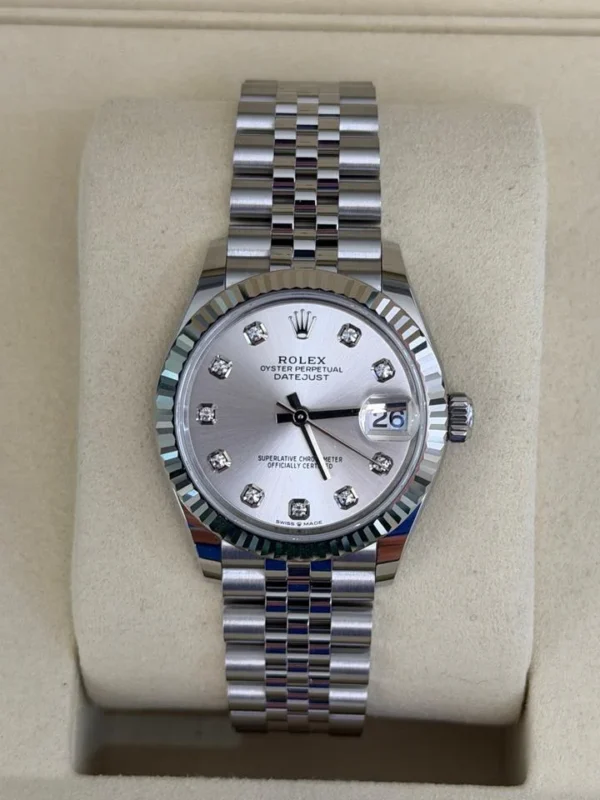 Rolex Datejust 31 NUOVO 2026 Jubilee quadrante argent&egrave; in diamanti full set con documenti