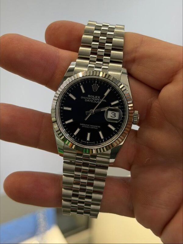 Rolex Datejust 36mm nero NUOVO 2026 mai indossato Jubilee full set con documenti e scatola