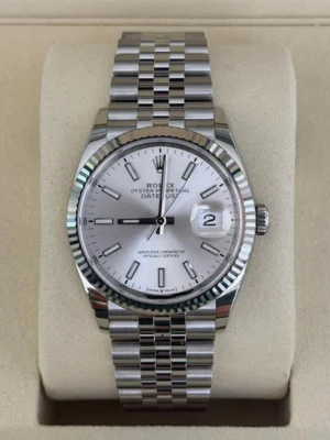 Rolex Datejust 36mm Argent&egrave; NUOVO 2026 mai indossato Jubilee full set con documenti e scatola