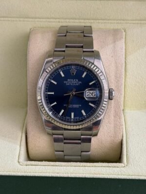 Rolex Datejust 36mm quadrante blu del 2010 top condition con scatola Rolex