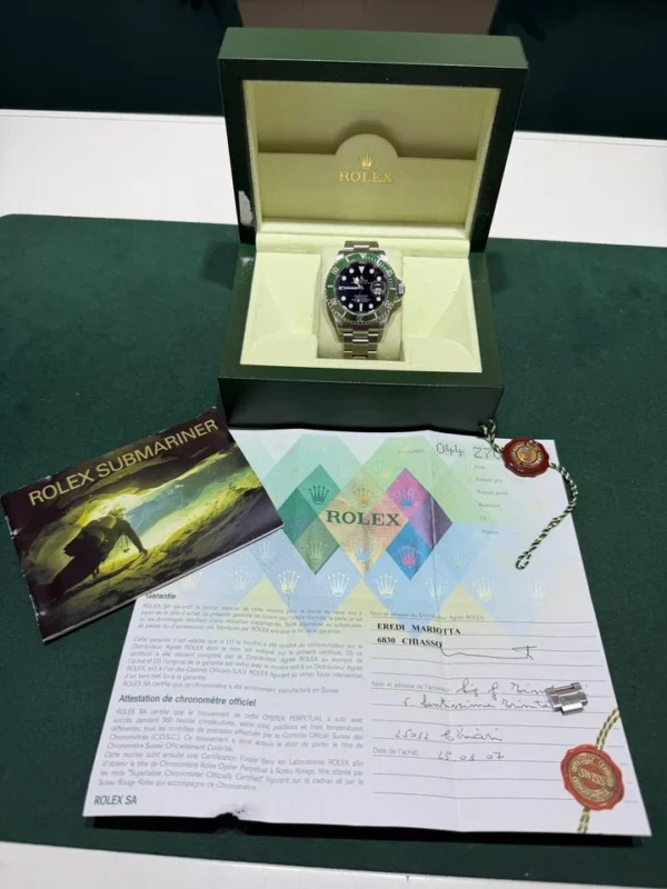 Rolex Submariner Date Kermit del 2007 Italia full set top condition con documenti e scatola Rolex