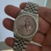Rolex Datejust 36 del 2011 pink dial ore 6 e ore 9 ghiera in diamanti full set top condition