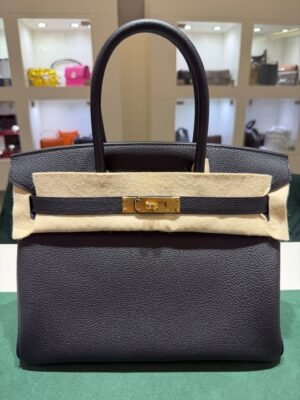 Herm&egrave;s Birkin 30 retourne veau togo colore Nero  stampa G NUOVA 2026 Giugno hardware dorato full set con scontrino ufficiale