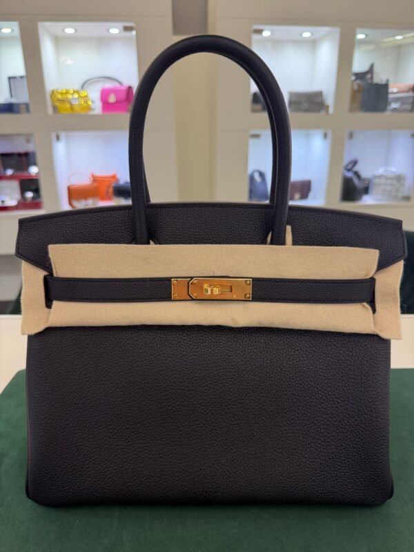 Herm&egrave;s Birkin 30 retourne veau togo colore Nero  stampa G NUOVA 2026 Giugno hardware dorato full set con scontrino ufficiale