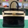 Herm&egrave;s Birkin 25 Crocodile Niloticus Liss&eacute; Nera &ndash; Hardware Oro stampa W NUOVA 2024 hardware dorato full set con scontrino ufficiale e Cites