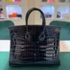 Herm&egrave;s Birkin 25 Crocodile Niloticus Liss&eacute; Nera &ndash; Hardware Oro stampa W NUOVA 2024 hardware dorato full set con scontrino ufficiale e Cites