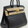 Herm&egrave;s Birkin 25 Crocodile Niloticus Liss&eacute; Nera &ndash; Hardware Oro stampa W NUOVA 2024 hardware dorato full set con scontrino ufficiale e Cites