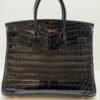 Herm&egrave;s Birkin 25 Crocodile Niloticus Liss&eacute; Nera &ndash; Hardware Oro stampa W NUOVA 2024 hardware dorato full set con scontrino ufficiale e Cites