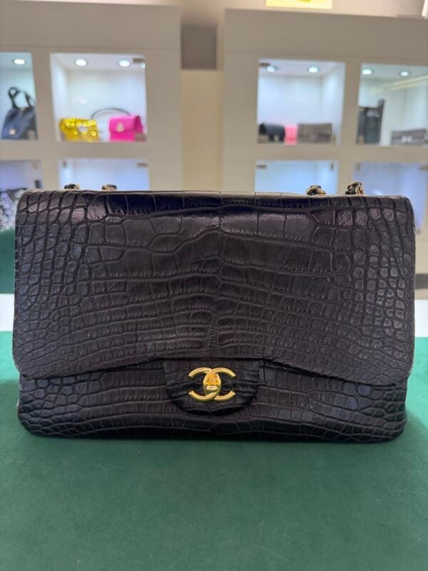 Chanel Timeless Classic Flap Jumbo 30mm in coccodrillo (alligator/crocodile) con hardware dorato produzione anno 2011 serie 13