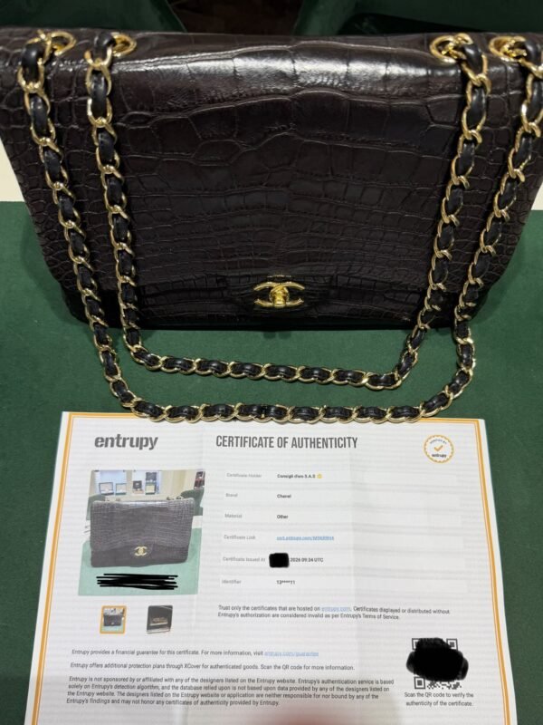 Chanel Timeless Classic Flap Jumbo 30mm in coccodrillo (alligator/crocodile) con hardware dorato produzione anno 2011 serie 13
