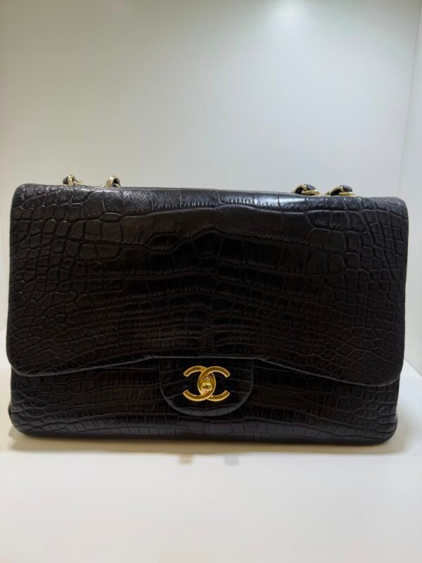 Chanel Timeless Classic Flap Jumbo 30mm in coccodrillo (alligator/crocodile) con hardware dorato produzione anno 2011 serie 13