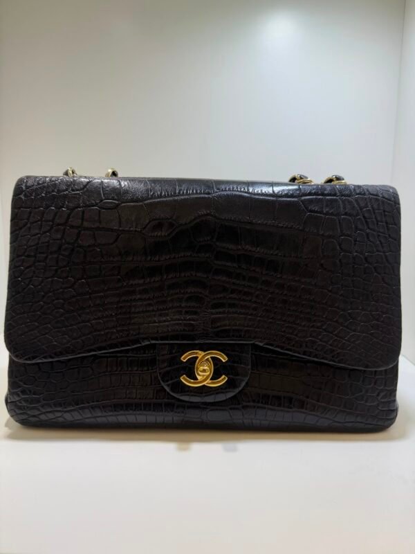 Chanel Timeless Classic Flap Jumbo 30mm in coccodrillo (alligator/crocodile) con hardware dorato produzione anno 2011 serie 13
