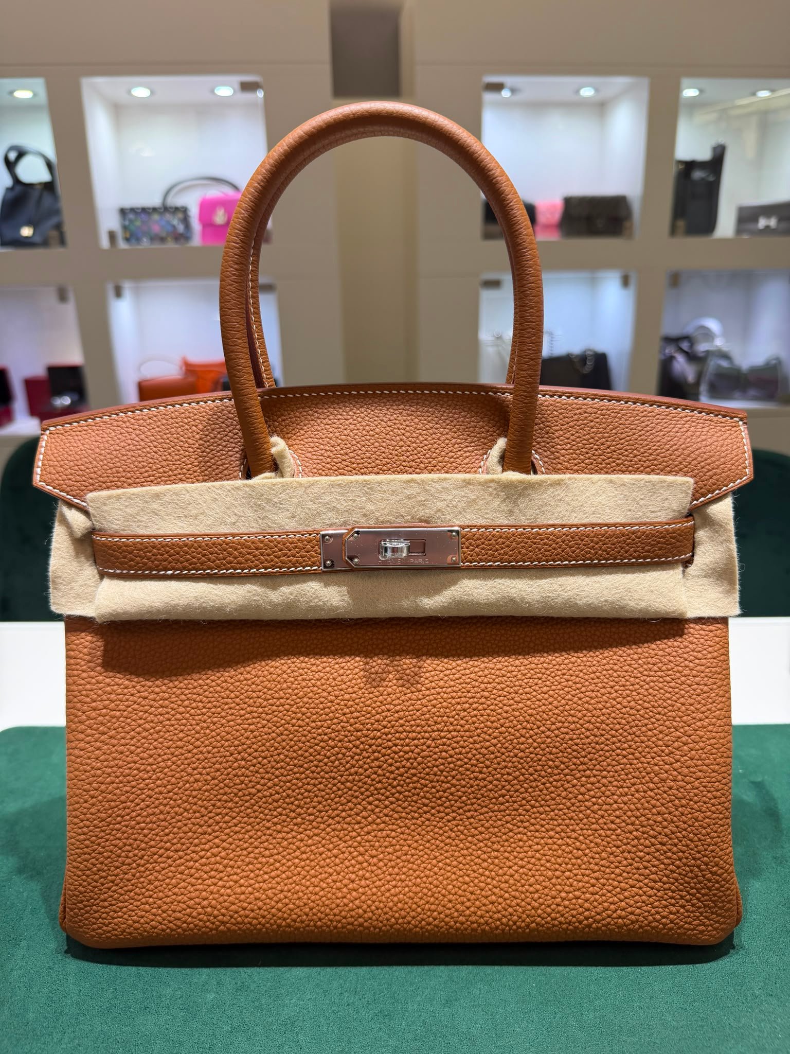 Hermès Birkin 30 retourne veau togo colore gold  ( marrone cammello ) stampa G NUOVA 2026 hardware palladio full set con scontrino ufficiale