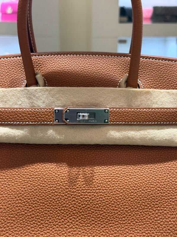 WhatsApp Image 2026-08-13 at 12.15.21 Hermès Birkin 30 retourne veau togo colore gold ( marrone cammello ) stampa G NUOVA 2026 hardware palladio full set con scontrino ufficiale