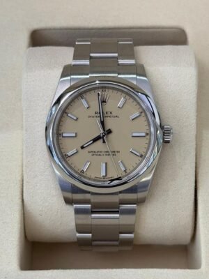 Rolex Oyster Perpetual 34mm beige terra NUOVO 2025 Italia full set con documenti e scatola