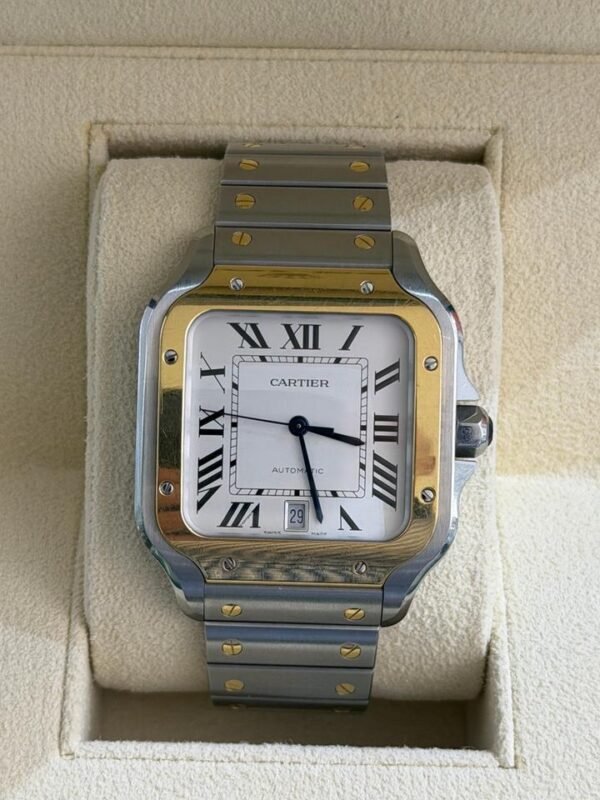 Cartier Santos 39,8 large acciaio oro del 2022 doppio cinturino full set con documenti e scatola