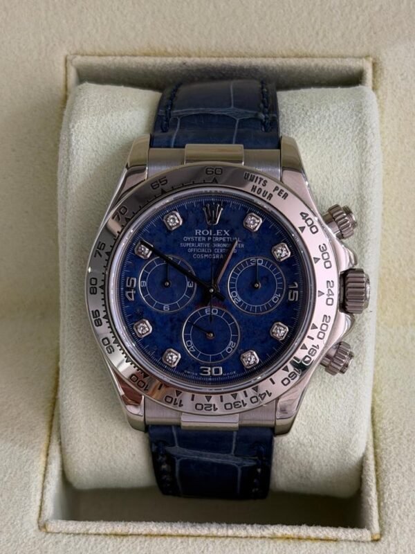 IMG_1462 Rolex Daytona oro bianco quadrante sodalite in diamanti full set top condition del 2003 Italia