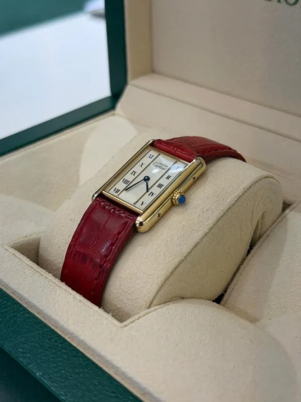 IMG_5852 Cartier Tank Vermeil 23 x 30mm quartz acciaio top condition