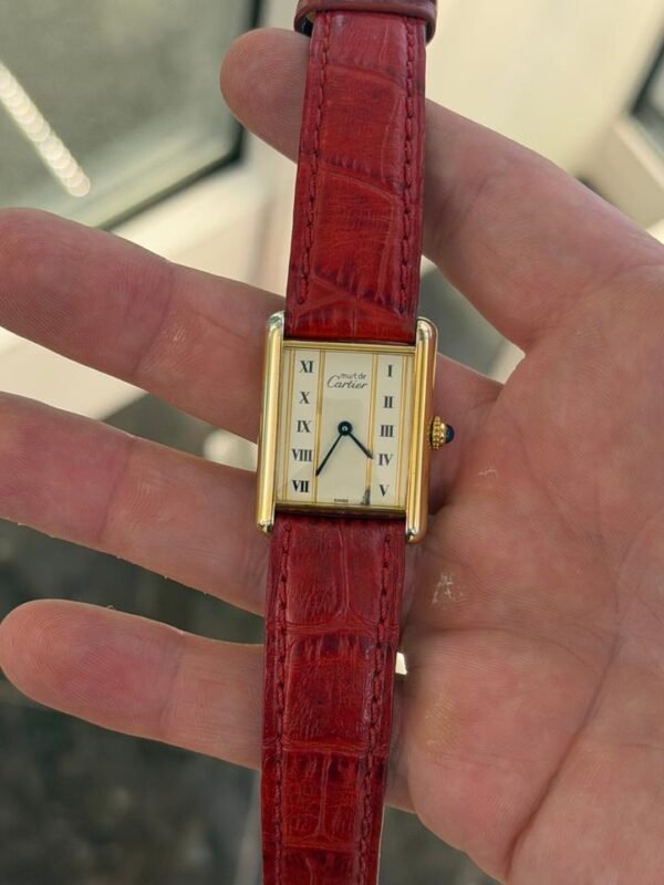 IMG_5855 Cartier Tank Vermeil 23 x 30mm quartz acciaio top condition