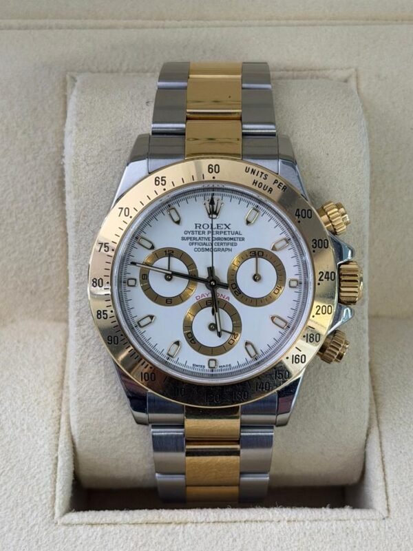 Rolex Daytona Cosmograph acciaio oro del 2002 bianco white full set con revisione 2026