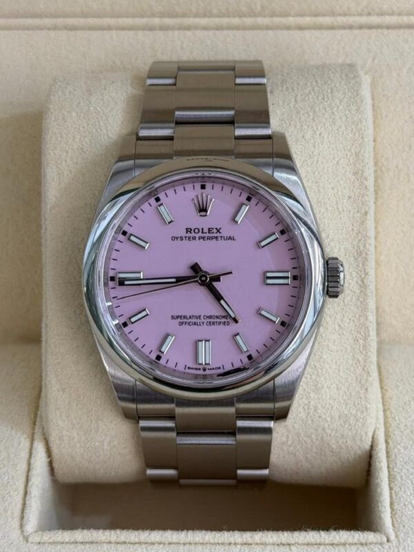 IMG_5877 Rolex Oyster Perpetual rosa pink 36mm del 2020 Italia card Verde full set excellent condition