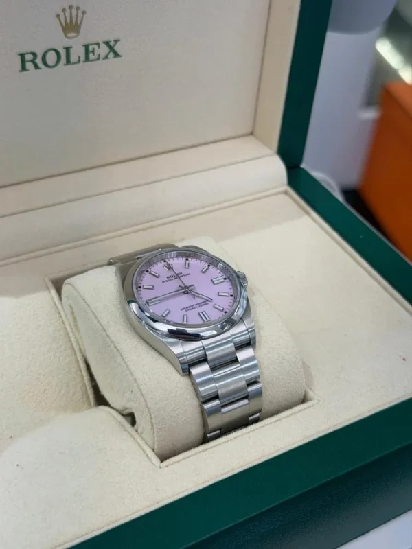 IMG_5880 Rolex Oyster Perpetual rosa pink 36mm del 2020 Italia card Verde full set excellent condition