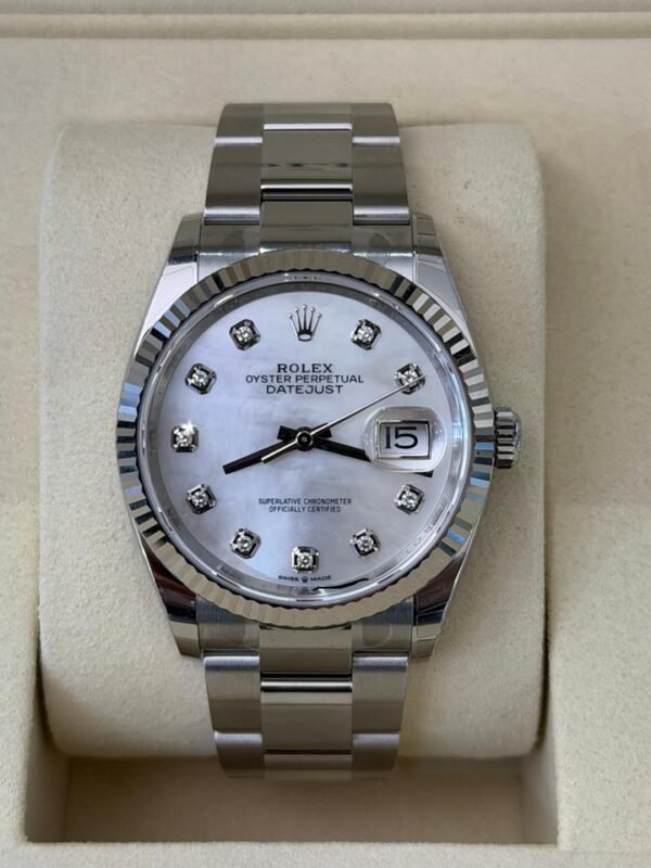 IMG_6807 2 Rolex Datejust 36mm mop dial madreperla in diamanti NUOVO 2026 oyster full stickers full set