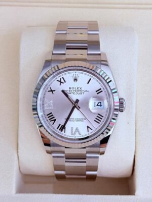 Rolex Datejust 36 NUOVO Oyster 2026 quadrante argenté argento con diamanti ore 6 e 9 full set