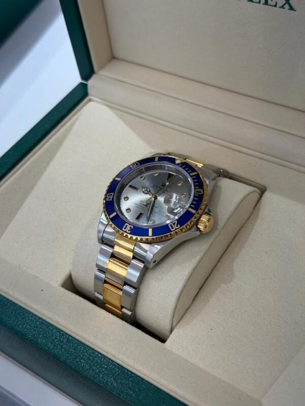 Rolex Submariner Date Sultan dial quadrante diamanti zaffiri blu del 1998 full set top condition