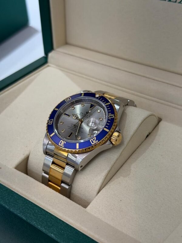 Rolex Submariner Date Sultan dial quadrante diamanti zaffiri blu del 1998 full set top condition